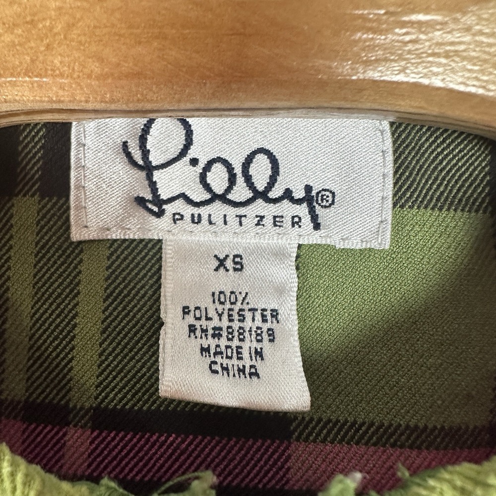 Lilly Pulitzer Vintage Pink Quilted Vest Womens Size XS Green‎ Corduroy Trim - Picture 4 of 4
